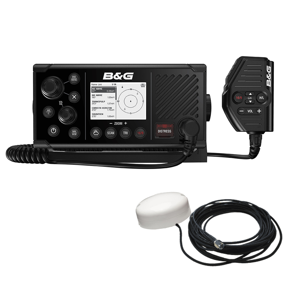 B&G V60-B VHF Marine Radio w-DSC, AIS (Receive & Transmit) & GPS-500 GPS Antenna